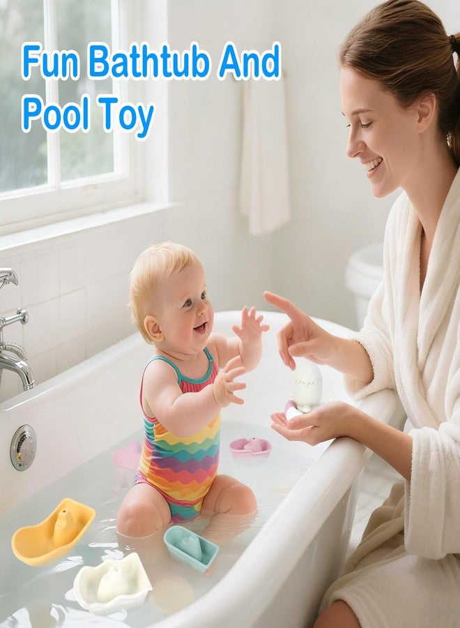 MCGMITT Baby Bath Toys for Kids Ages 1-3, 12 PCS Silicone Mold Free Bathtub Toys for 6-12 Months, Soft Stacking Cups & No Hole Duck & Floating Boats, Beach Sand Water Table Pool Toys for Toddlers - Image 3